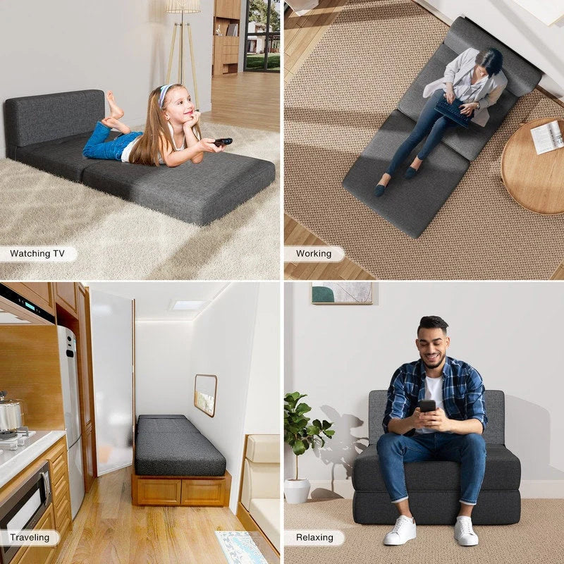 Chaise convertible 3-en-1, Chaise pliante, Lit de repos dépliable