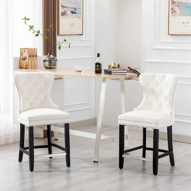 Tabouret de comptoir Carter 24 Wingback Tufted Nailhead (lot de 2)