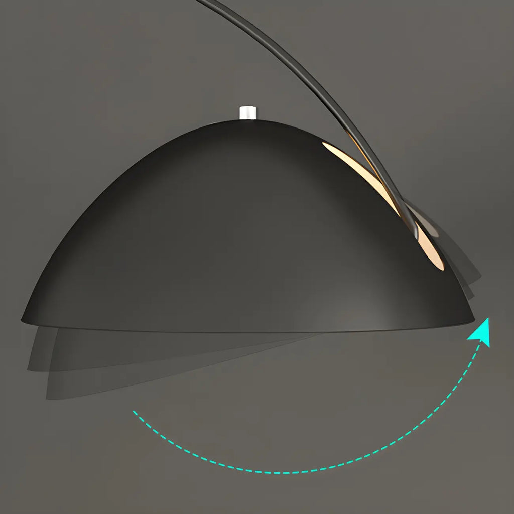 Lampadaire à Arc en Métal Noir avec Abat-jour Dôme Réglable