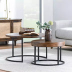 Christopher Knight Home Classic Ander - Ensemble de 2 tables basses gigognes rondes, marron/noir