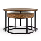 Christopher Knight Home Classic Ander - Ensemble de 2 tables basses gigognes rondes, marron/noir