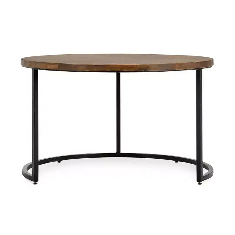 Christopher Knight Home Classic Ander - Ensemble de 2 tables basses gigognes rondes, marron/noir