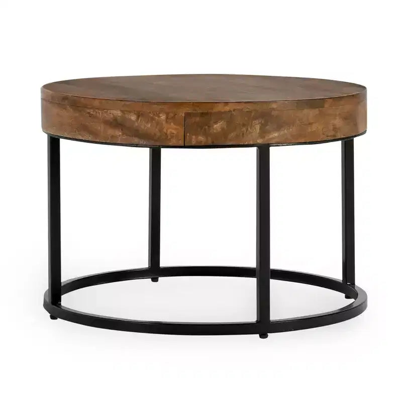 Christopher Knight Home Classic Ander - Ensemble de 2 tables basses gigognes rondes, marron/noir