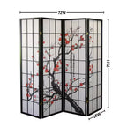 Séparateur de pièce Roundhill Furniture à 4 panneaux japonais, motif fleur de prunier