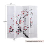 Séparateur de pièce Roundhill Furniture à 4 panneaux japonais, motif fleur de prunier