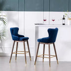 Tabourets de bar à dossier ailé Leland en tissu, lot de 2, bleus