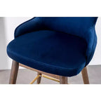 Tabourets de bar à dossier ailé Leland en tissu, lot de 2, bleus