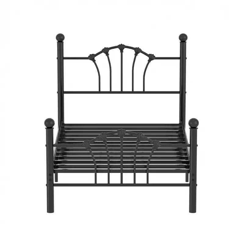 Cadre de lit double VECELO avec tête de lit et pied de lit, cadre de lit plateforme moderne en métal blanc/rose/noir