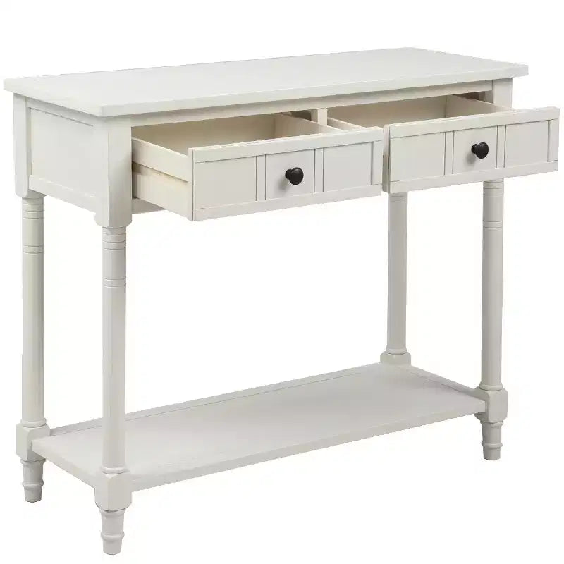 Table console rustique Whisen au design traditionnel avec deux tiroirs et une étagère inférieure