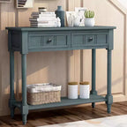 Table console rustique Whisen au design traditionnel avec deux tiroirs et une étagère inférieure