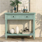 Table console rustique Whisen au design traditionnel avec deux tiroirs et une étagère inférieure