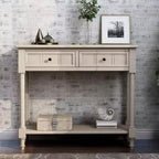 Table console rustique Whisen au design traditionnel avec deux tiroirs et une étagère inférieure