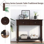 Table console rustique Whisen au design traditionnel avec deux tiroirs et une étagère inférieure