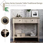 Table console rustique Whisen au design traditionnel avec deux tiroirs et une étagère inférieure