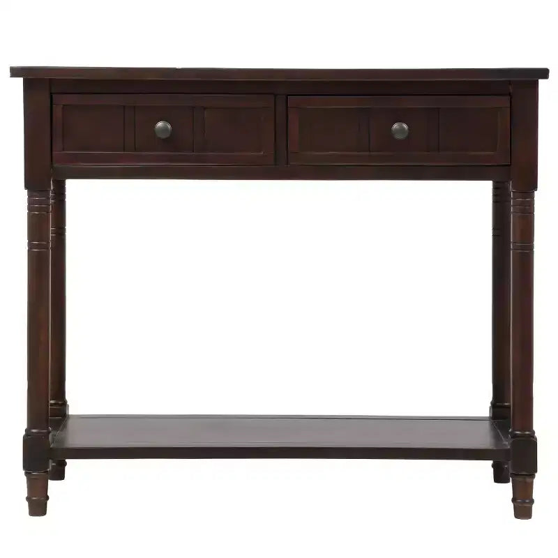 Table console rustique Whisen au design traditionnel avec deux tiroirs et une étagère inférieure