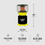 Chauffage au propane portatif Comfort Gear, lot de 2, rotatif à 360 degrés pour usage intérieur/extérieur, 7 500 à 10 000 BTU, idéal pour terrasse, garage, camping et tente
