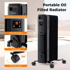 Radiateur à bain d'huile Costway avec thermostat réglable, télécommande, protection contre la surchauffe et basculement
