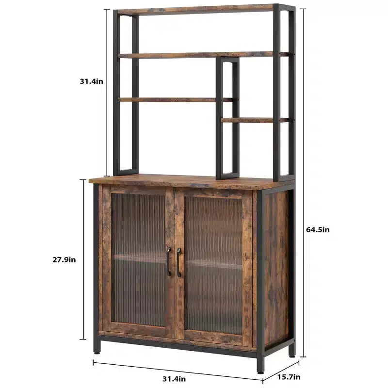 Étagère de Boulangerie avec Armoire 5 Niveaux Support pour Micro-ondes 63.78 Étagère de Rangement pour Micro-ondes avec Porte Étagère de Rangement Utilitaire de Cuisine Vintage