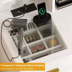 Coiffeuse, commode adulte, coiffeuse avec lumières en 3 couleurs, station de charge, tiroirs, pour salle de bain, chambre à coucher, blanc