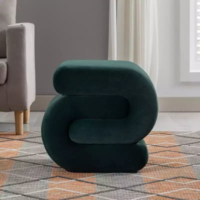 GDFStudio Mina Pouf en velours et bois en forme de S, 20W