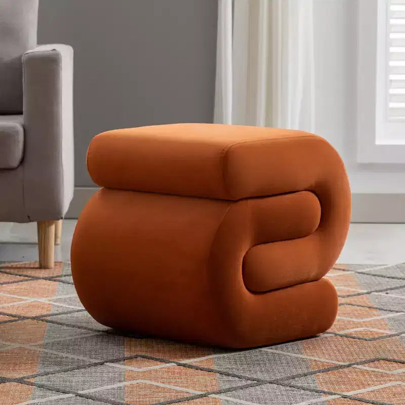 GDFStudio Mina Pouf en velours et bois en forme de S, 20W