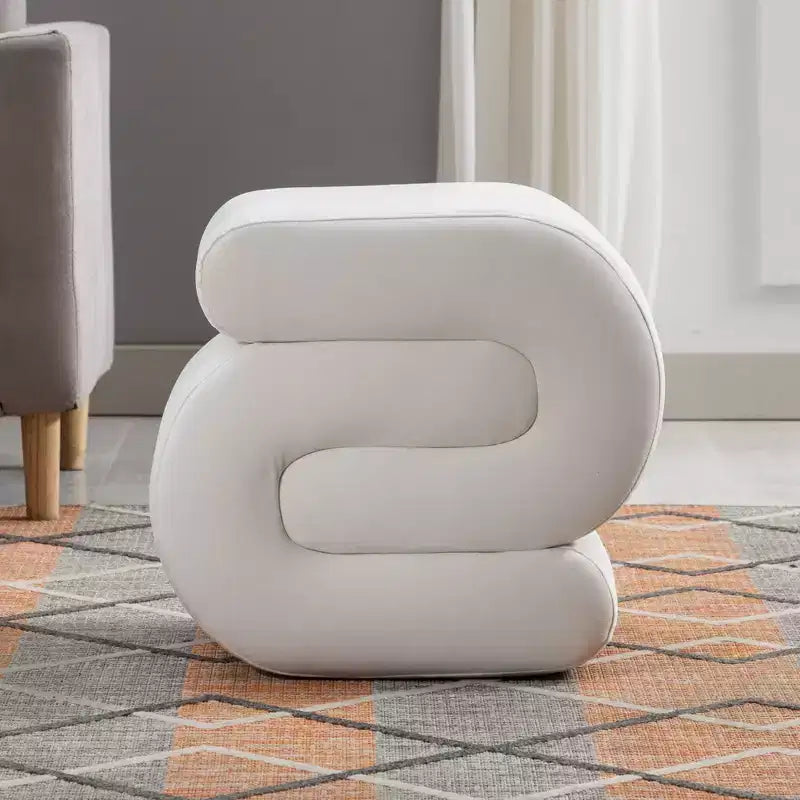 GDFStudio Mina Pouf en velours et bois en forme de S, 20W