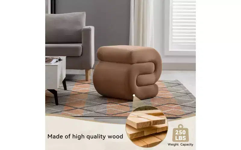 GDFStudio Mina Pouf en velours et bois en forme de S, 20W