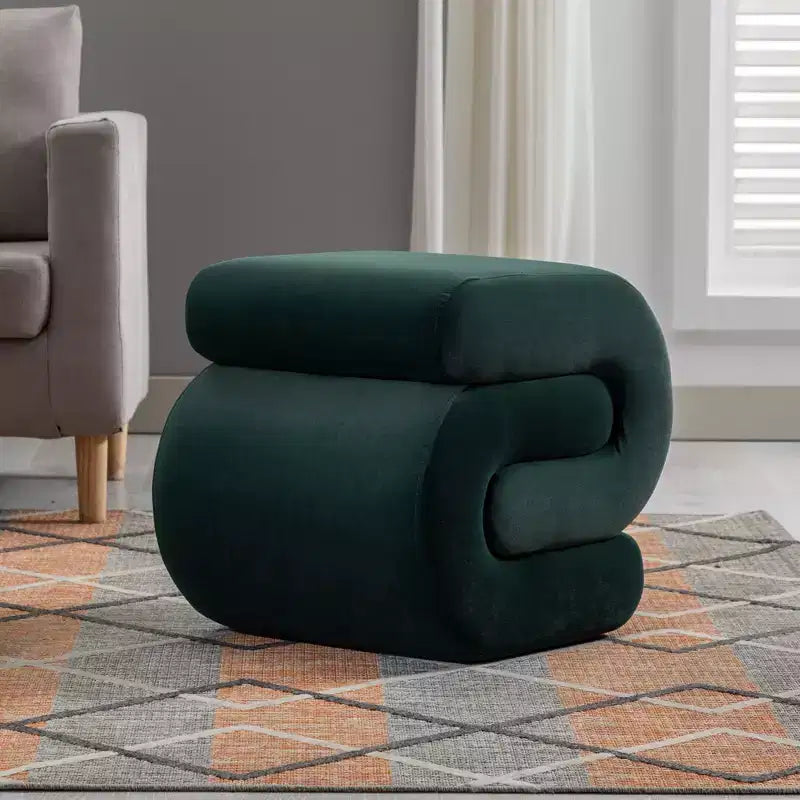 GDFStudio Mina Pouf en velours et bois en forme de S, 20W