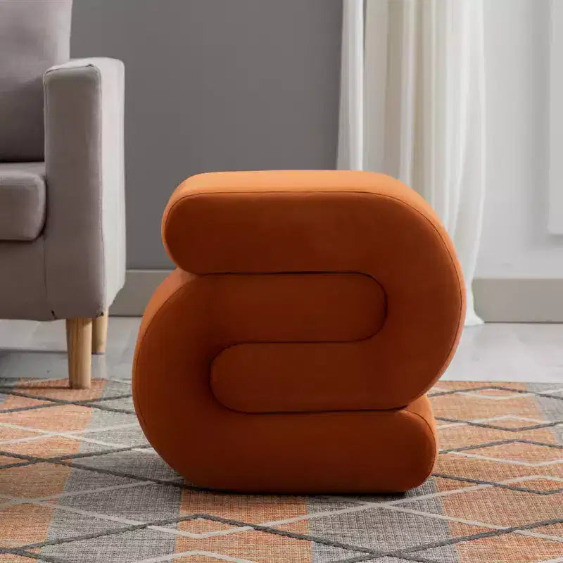 GDFStudio Mina Pouf en velours et bois en forme de S, 20W