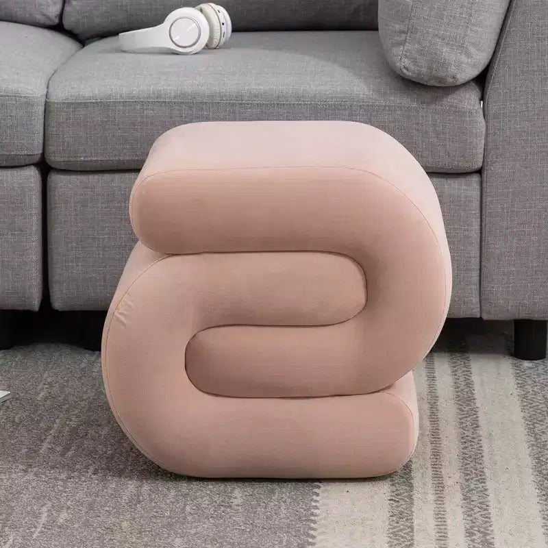 GDFStudio Mina Pouf en velours et bois en forme de S, 20W