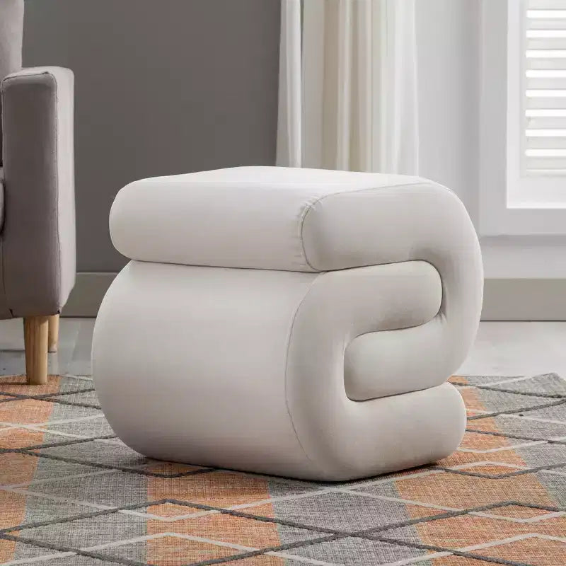 GDFStudio Mina Pouf en velours et bois en forme de S, 20W