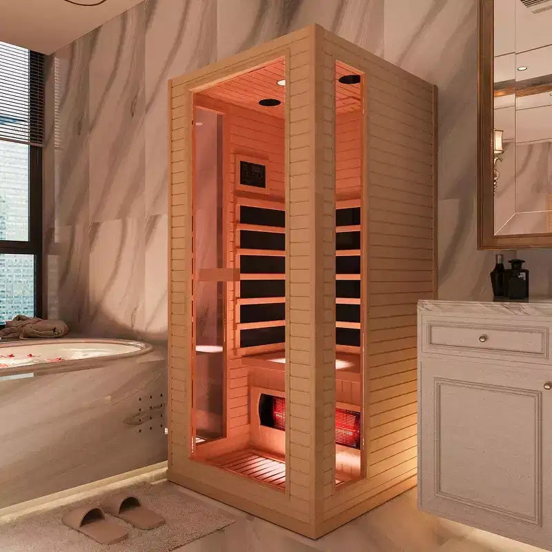 Sauna infrarouge 1/2 personne EROMMY avec tube chauffant à préchauffage de 10 minutes et plaque en carbone - Mini