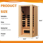 Sauna infrarouge 1/2 personne EROMMY avec tube chauffant à préchauffage de 10 minutes et plaque en carbone - Mini