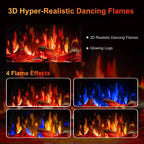Cheminée électrique R.W.FLAME 17 pouces avec télécommande, design cathédrale, flammes, luminosité et chauffage réglables, et protection contre la surchauffe