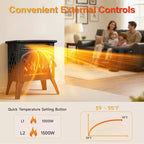 Cheminée électrique R.W.FLAME 17 pouces avec télécommande, design cathédrale, flammes, luminosité et chauffage réglables, et protection contre la surchauffe