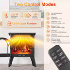 Cheminée électrique R.W.FLAME 17 pouces avec télécommande, design cathédrale, flammes, luminosité et chauffage réglables, et protection contre la surchauffe