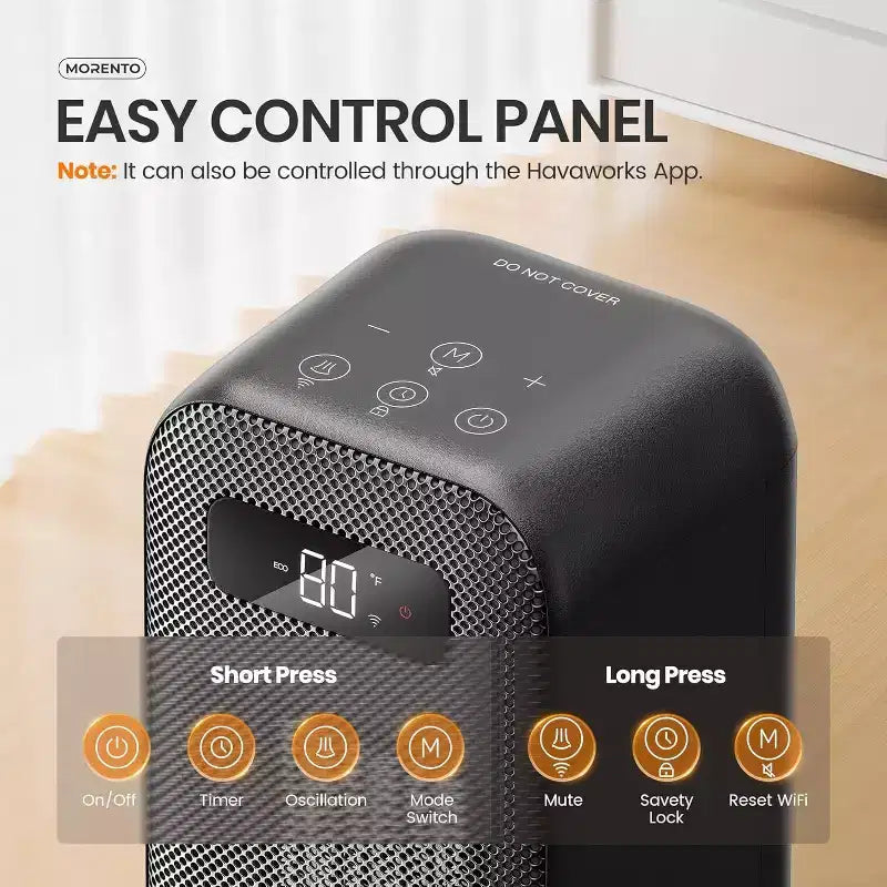 Chauffage d'appoint intelligent HEATDAZ, radiateur électrique 1500W avec Wi-Fi et commande vocale, chauffage portable avec thermostat pour bureau, chambre et maison