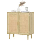 Bahut bohème HOMCOM, meuble de rangement avec portes en rotin, meuble bar à café avec étagères pour salon, couloir