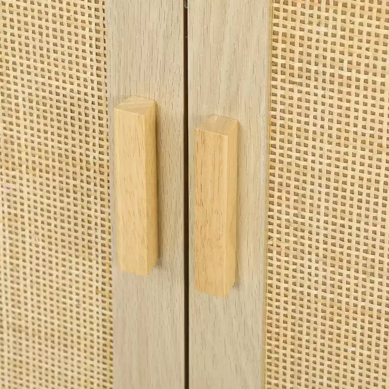 Bahut bohème HOMCOM, meuble de rangement avec portes en rotin, meuble bar à café avec étagères pour salon, couloir