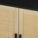 Bahut bohème HOMCOM, meuble de rangement avec portes en rotin, meuble bar à café avec étagères pour salon, couloir