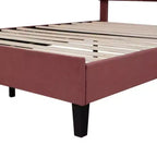 Lit plateforme capitonné Queen Size Rouge Haricot avec tête de lit florale en velours