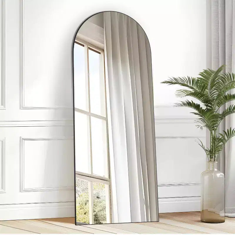 Miroir sur pied en bois à angle droit
