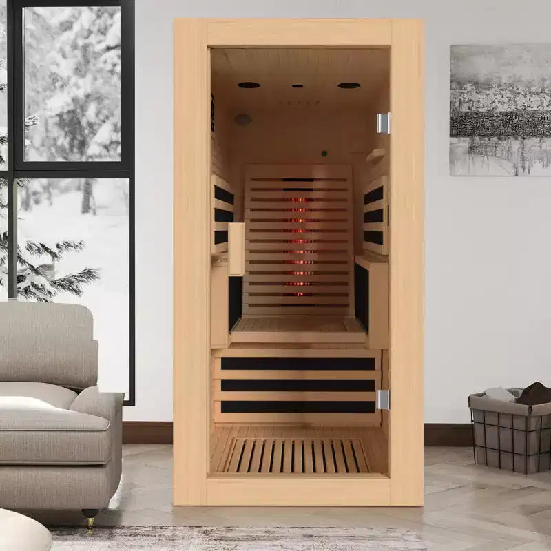 EROMMY 1 Person Infrared Sauna With Backrest For Home Or Gym