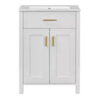 Meuble de salle de bain de 61 cm avec lavabo en céramique, coiffeuse luxueuse et peu encombrante