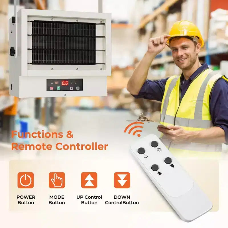 Chauffage Simzlife 7500 watts, chauffage de garage électrique câblé, chauffage de plafond avec télécommande