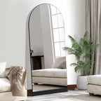 Miroir pleine longueur noir 180x80x2cm, arche à angle droit, bande de base en bois (sans support)