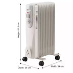 Radiateur soufflant portable, 1500W, 7 ailettes, 3 réglages de chaleur, blanc