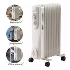 Radiateur soufflant portable, 1500W, 7 ailettes, 3 réglages de chaleur, blanc