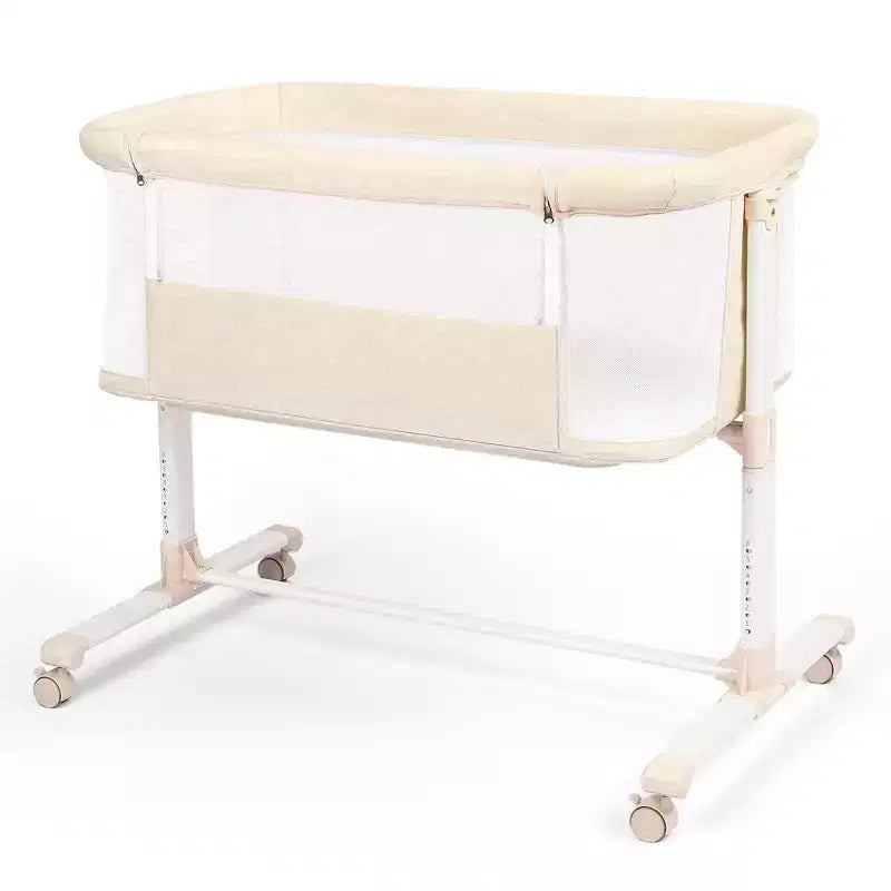 Berceau portatif Kinder King à roulettes, lit cododo tout en maille pour nouveau-né avec matelas doux amovible