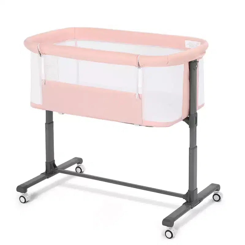 Berceau portatif Kinder King à roulettes, lit cododo tout en maille pour nouveau-né avec matelas doux amovible